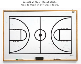 Basketball Coach Dry Erase Board Court Layout Decal Sticker. Basketball Court Wall Decal Sticker. Sport's Theme Wall Decor. Play Book. #1320