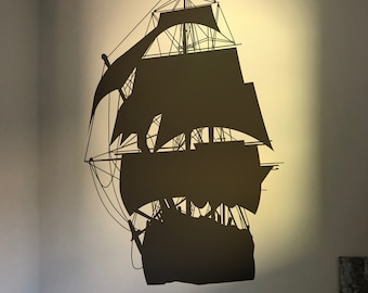Pirate Ship Wall Decal Sticker. Kid's Room Wall Art Decor. Children's Room Pirate Ship Adventure. Pirate Ship Silhouette. #OS_MB139