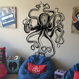 Giant Octopus Tentacles Vinyl Wall Decal Sticker. Bedroom / Bathroom Wall Decor / Kid&#39;s Room Decor / Nursery Home Decor. #6697