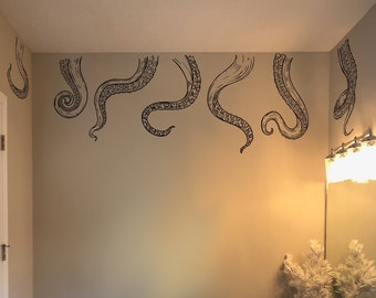 Giant Octopus Tentacles Vinyl Wall Decal Sticker. (8 Tentacles) Bedroom / Bathroom Wall Decor / Kid's Room Decor / Nursery Home Decor. #6782