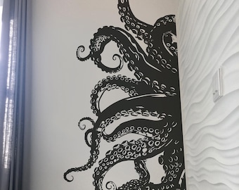 Kraken Octopus Tentacles Wall Decal Sticker – Underwater Nautical Sea Life Theme Decor for Bathroom, Bedroom, or Living Room. #6844