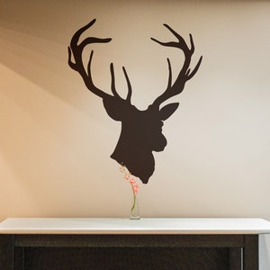Deer Antler Wall Decal Sticker. Buck Head Silhouette Wall Decal. Country Cabin Decor. Great Outdoor Sportman Hunter Gift. Camper Decor. #201
