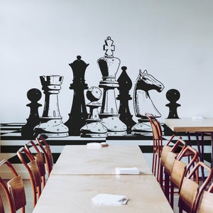 Chess Board Wall Decal Sticker. Game Room Decor. Man Cave Wall Decor. Chess Pieces Wall Sticker for Kid&#39;s Room. #OS_AA691