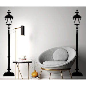 Pair of Street Lamp Wall Decal Stickers. Lamp post Urban Decor, Street Lights Nursery Room Wall Decor. Living Room, Bedroom Decor. #OS_ES103