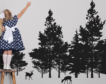 Vinilo decorativo de ciervo del bosque. Adhesivo de pared con animales del bosque para habitación infantil, cabaña o decoración rústica de bosque. #7069