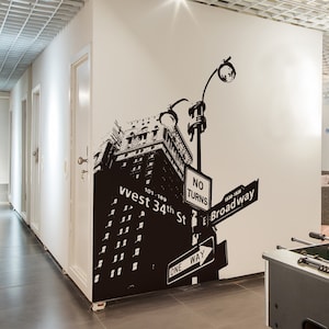 New York City Street Sign Wall Decal Sticker. NYC, New York Urban Theme Wall Decal. West 34th Street and Broadway Wall Decal. #OS_AA559