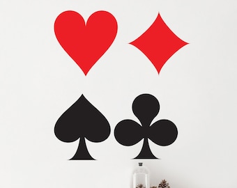 値下げ❗ LD チェッカーズ SPADE CLUB&DIAMOND HEARTS Poker Cards Heart, Spade, Club & Diamond Shape Wall Decals
