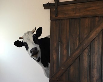 Peeking Cow Wall Decal Farm Animal Nursery Decal Barn Yard Sticker Country Farmhouse Theme Decor Peel and Stick Wall Decal Cow. #6266
