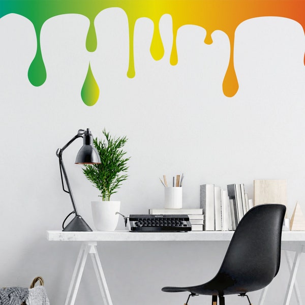 Rainbow Color Slime Dripping Wall Decal Graphic. Kid’s Room Home Decor. Slime Wall Sticker. #6395