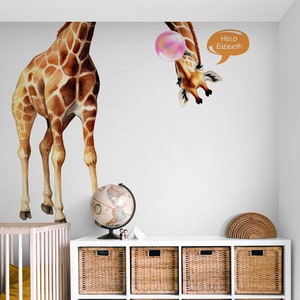 Kid&#39;s Room Giraffe Wall Decal with Custom Speech Bubble. Perfect for Nursery Room Decor. Kid&#39;s Playroom Decor. Classroom Wall Art. #6632