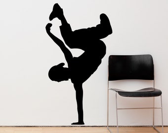 Break Dancer Wall Decal Sticker. Hip Hop Dancer, Urban Theme Decor. New York / NYC Theme. (Black Color Vinyl)  #OSMG138