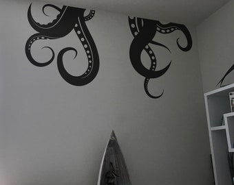 Kraken Wall Decal. Giant Octopus Tentacles Wall Decal Sticker. Bedroom / Bathroom Wall Decor / Kid's Room Decor / Game Room Art. #OS_MB316