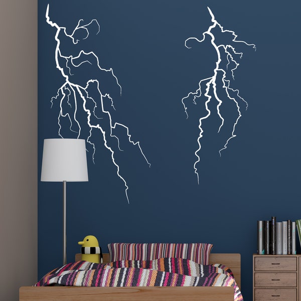 Lightning Bolt Wall Decal Sticker (Pair). Kid's Room Wall Decor. Movie Room Wall Decor. Flash of Bolt. #GFoster165