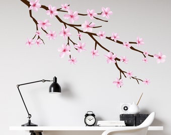 Cherry Blossom Branch Graphic Wall Decal Sticker. Pink Sakura Branches. #6207