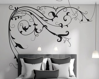 Bedroom Wall Decor Flower Vines Wall Sticker Floral Edge Wall Decal Sticker Bathroom Nursery Room Wall Decor Office Wall Decor Accent #362