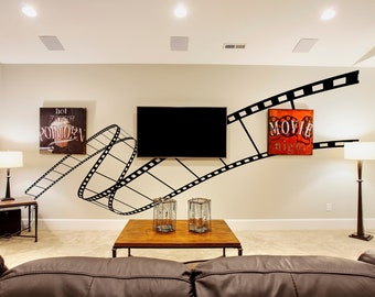 Wavy Film Strip Vinyl Wall Decal Sticker. Movie Theatre Theme Room Decor. Man Cave Decor. Film Reel Cinema Art. #6780