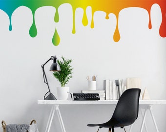 Rainbow Color Slime Dripping Wall Decal Graphic. Kid’s Room Home Decor. Slime Wall Sticker. #6395