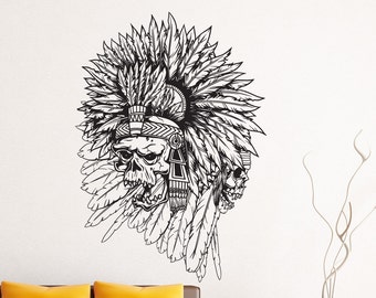 Vinyl Wall Decal Sticker Aztec Indian Skull 1491s