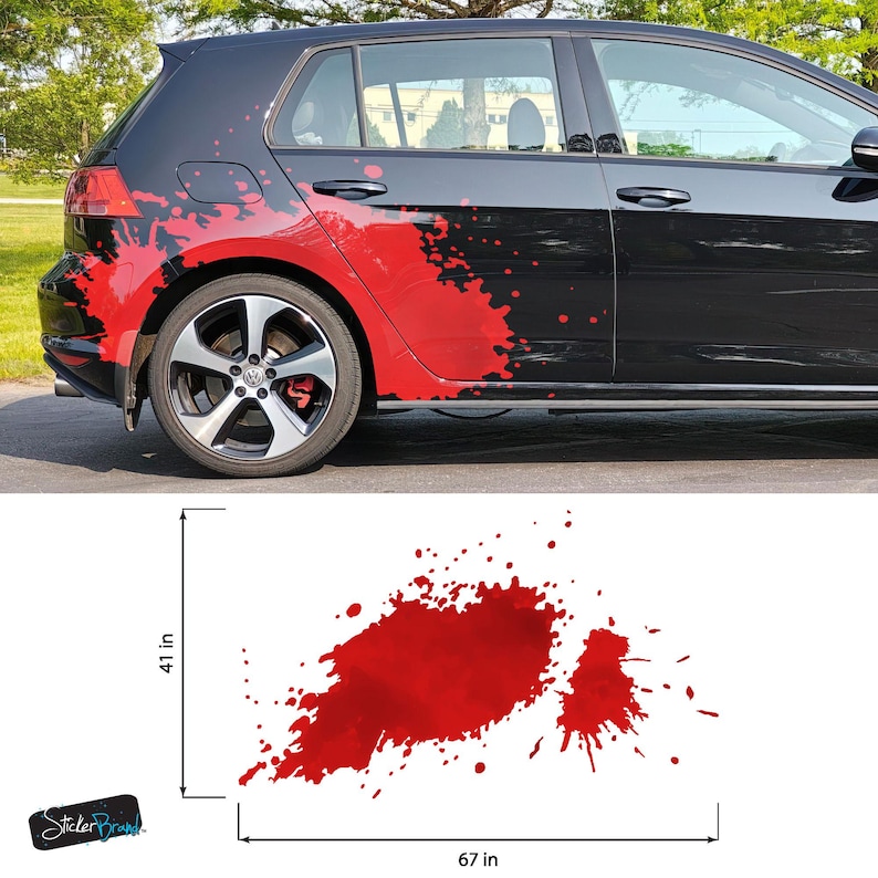 Red Blood Splatter Vinyl Graphic Car Decal. Set of 2. Universal Fit ...