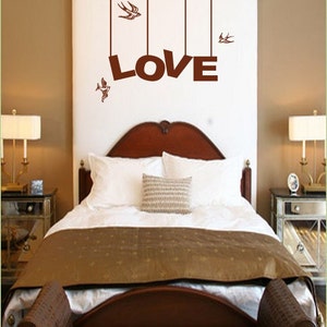 Vinyl Wall Art Decal Sticker LOVE bird Phrase Lettering 129A image 1