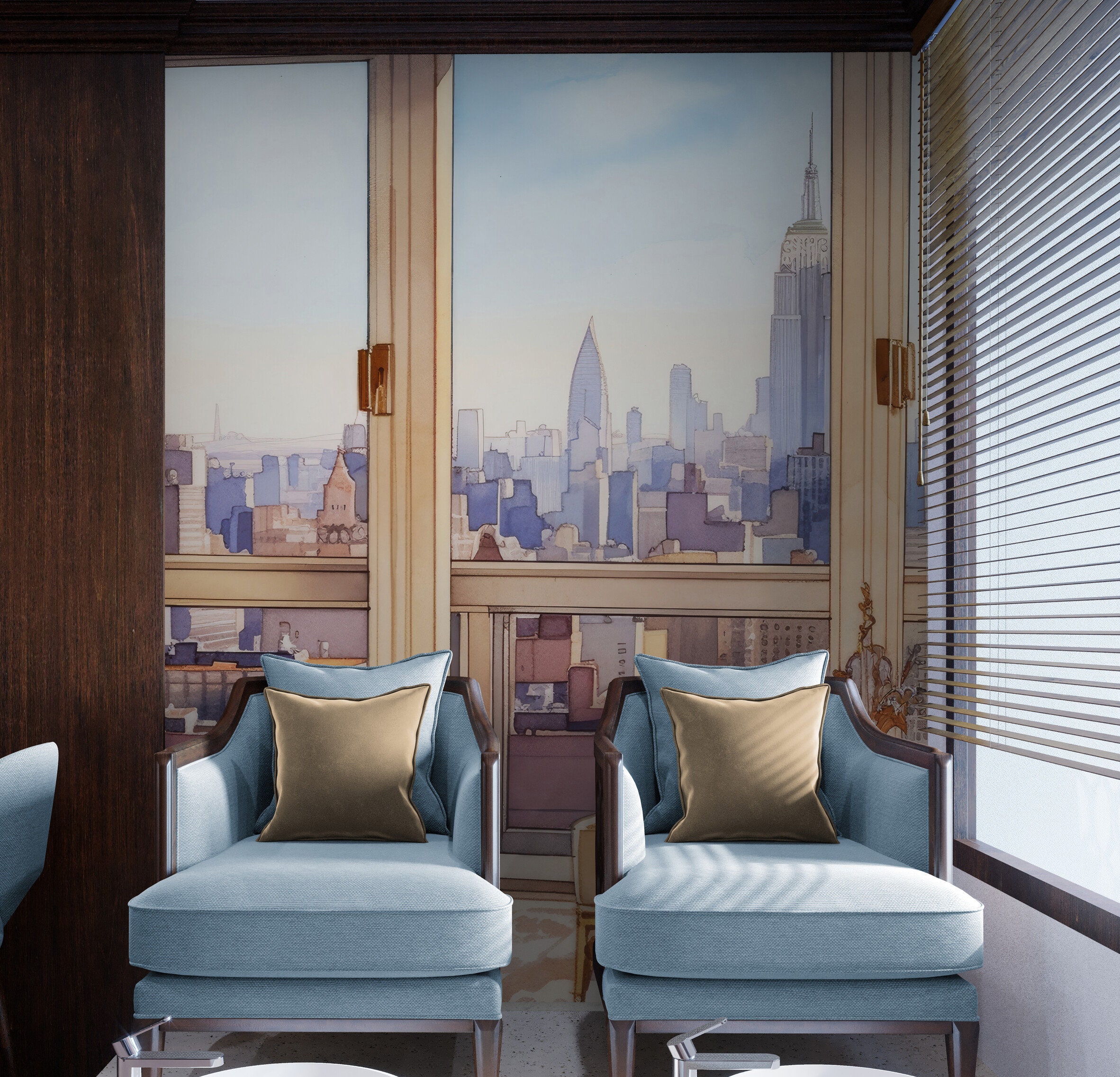 Gallery Detail: New York City Penthouse View Wallpaper Mural Peel And Stick