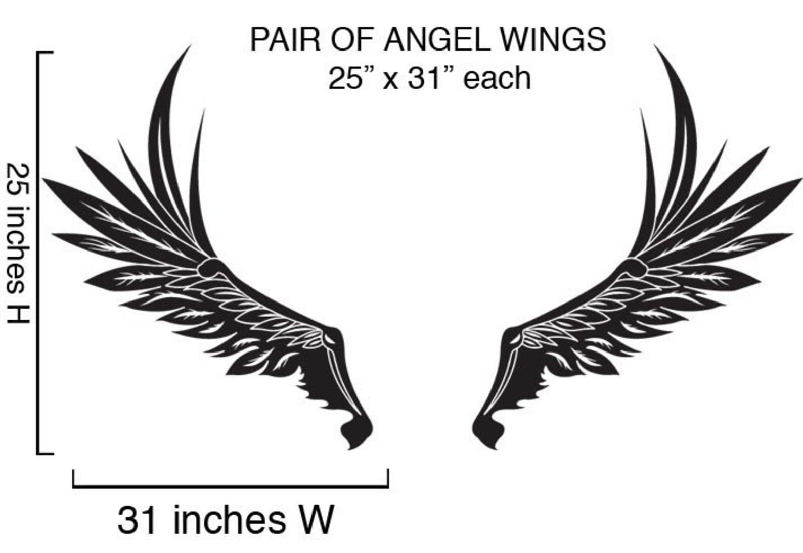 Vinyl Wall Decal Sticker ANGEL WINGS design Big Size Etsy