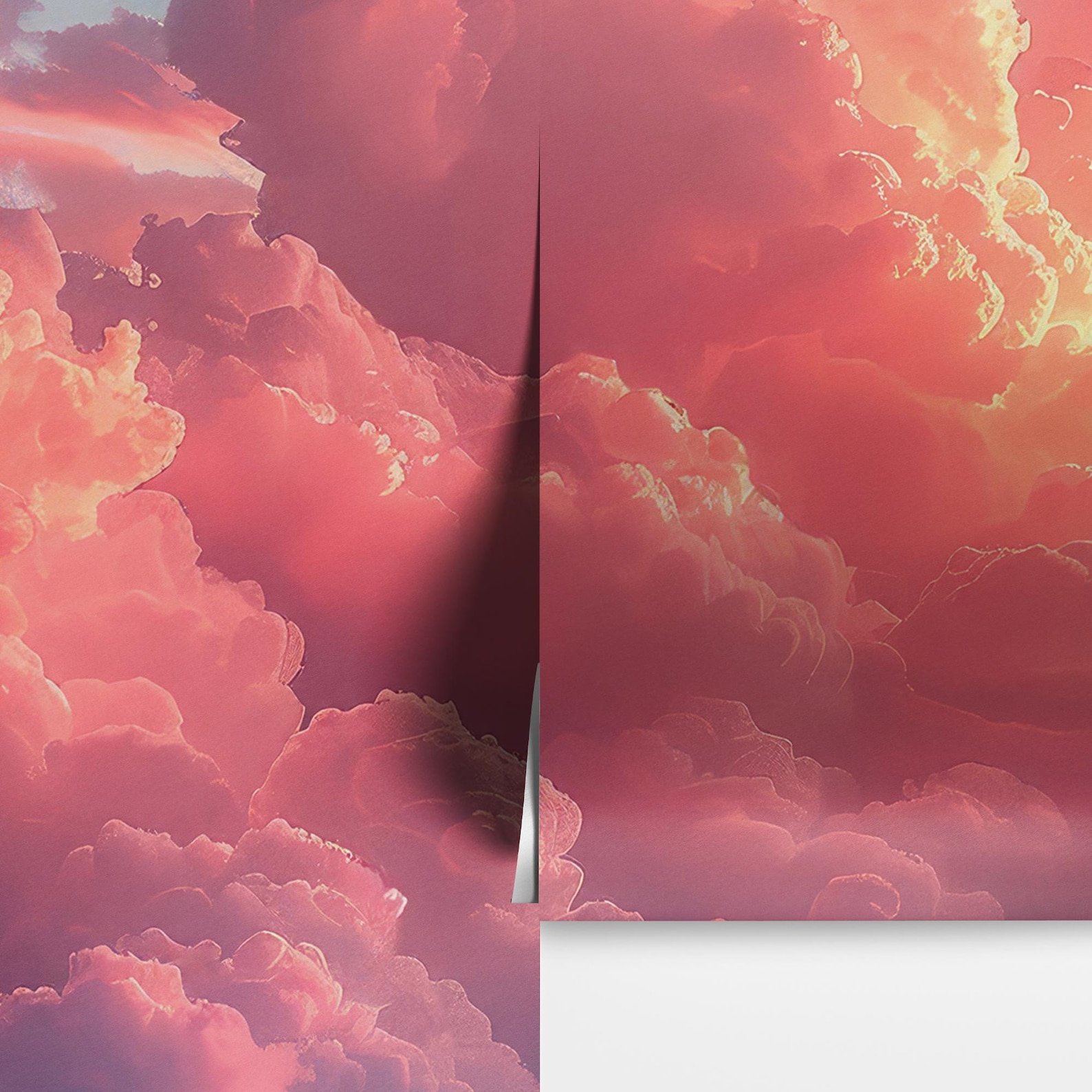 Pink Clouds Wallpaper Mural. Bedroom Peel and Stick Wall Mural ...