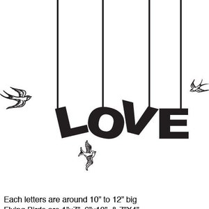 Vinyl Wall Art Decal Sticker LOVE bird Phrase Lettering 129A image 2