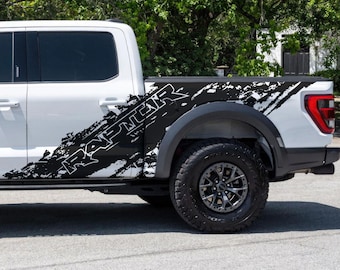 Calcomanía para camioneta Raptor, pegatina gráfica para panel lateral de camioneta con diseño de salpicaduras de barro todoterreno. Juego de 2. Calcomanía gráfica para la caja de la camioneta. Ranger Raptor. #7084