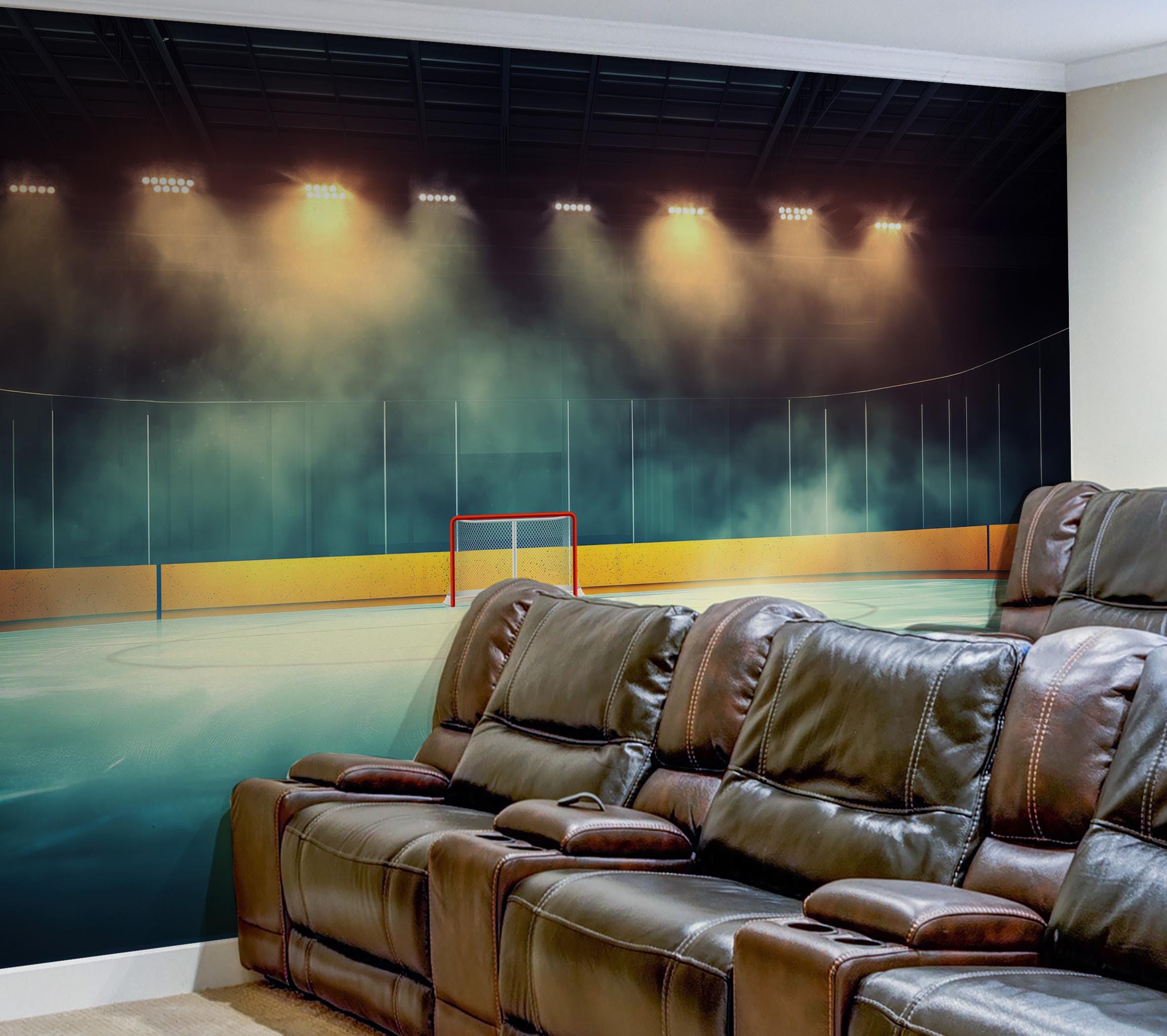 Hockey Theme Wallpaper Mural – Ice Rink Peel and Stick Wall Mural for ...