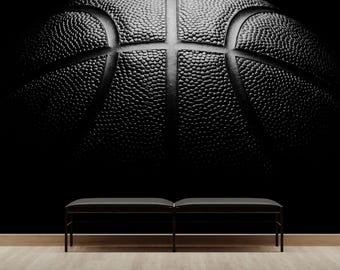 Basketball Wallpaper. Basketball Peel and Stick Wall Mural. Sports Theme Decor. Game Room Wall Art. Gift for Basketball Fan. #6715