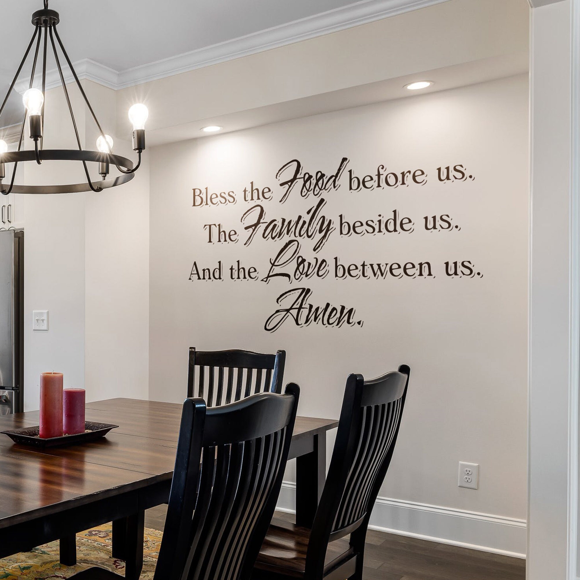 Dining Room Wall Quote Decal Sticker. Kitchen Quote. Bless the Food ...