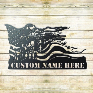 Personalized Custom Name Military Veterans Metal Sign. Gift for Military Family, Veterans, Army, Marines, Navy Home Decor. Soldiers #M1003
