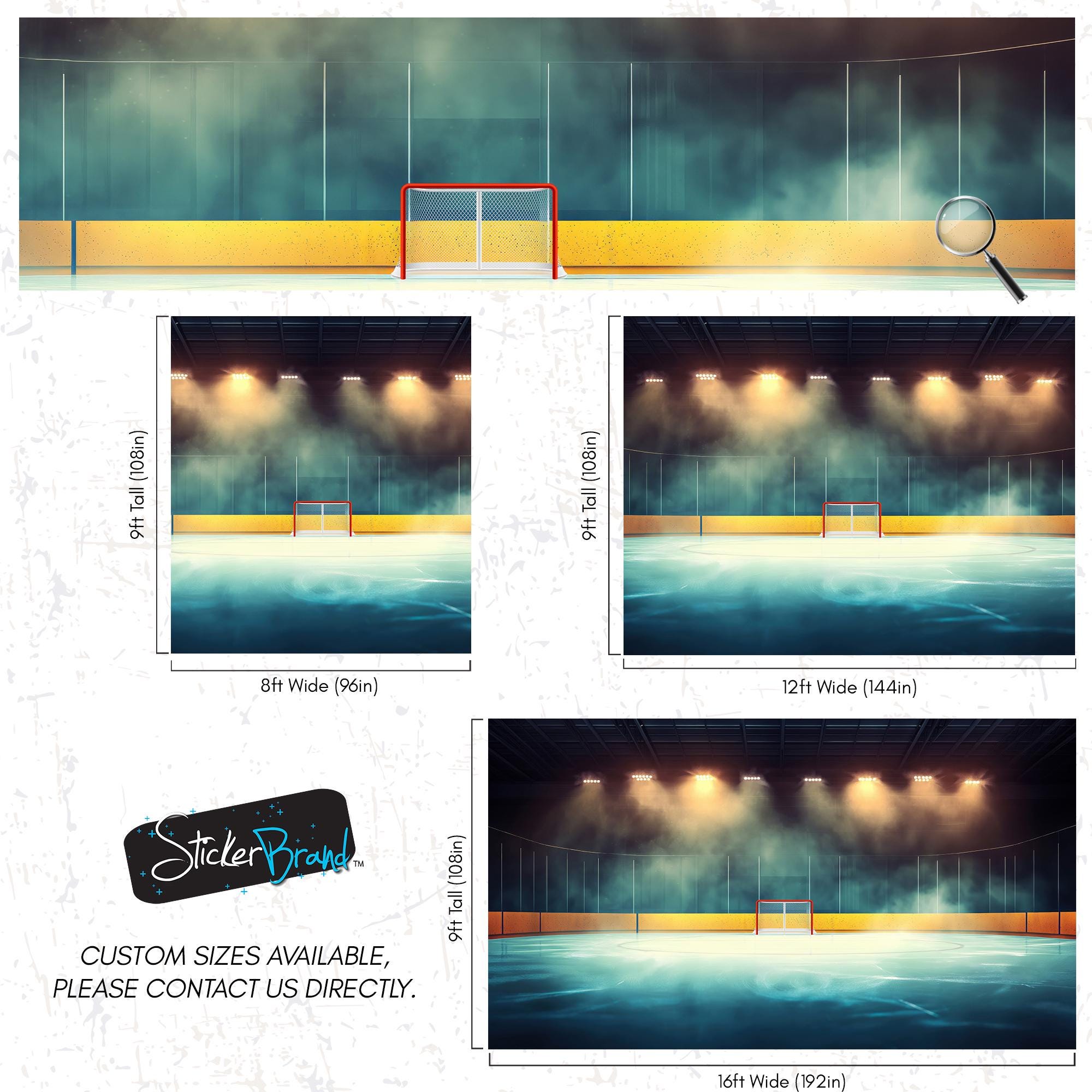 Hockey Theme Wallpaper Mural – Ice Rink Peel and Stick Wall Mural for ...