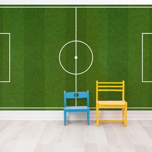Soccer Field Wallpaper. Football Pitch Wallpaper. Peel and Stick Wall Mural. Soccer Stadium Wallpaper. Kid&#39;s Room Wallpaper. #6465