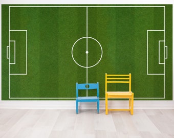 Soccer Field Wallpaper. Football Pitch Wallpaper. Peel and Stick Wall Mural. Soccer Stadium Wallpaper. Kid's Room Wallpaper. #6465