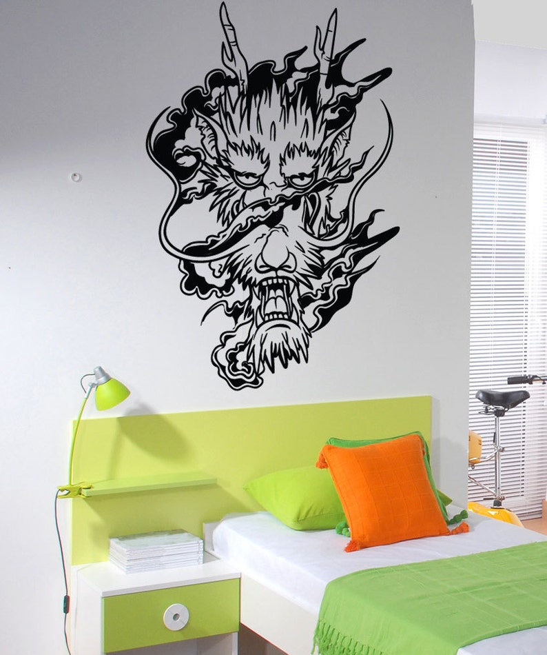 Vinyl Wall Decal Sticker Smoke Dragon Head 1444m