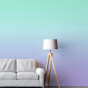 Pastel Color Wall Mural. Turquoise to Plum Purple Gradient Color Blend Peel and Stick Wallpaper. Nursery Wallpaper, Bedroom Wall Mural.#6385