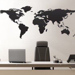 Décalcomanie murale en vinyle de carte du monde. Parfait pour le bureau, la chambre, la salle de bain ou le salon. Plusieurs tailles et couleurs à choisir. #131
