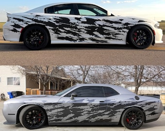 Car Graphic Decal Sticker for Challenger, Charger car. Splash Decal, Grunge Scratch Marks. #7102