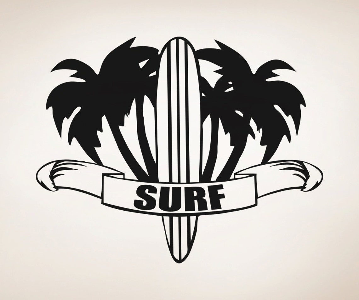 Vinyl Wall Decal Sticker Palm Trees and Surf Osaa1233m - Etsy