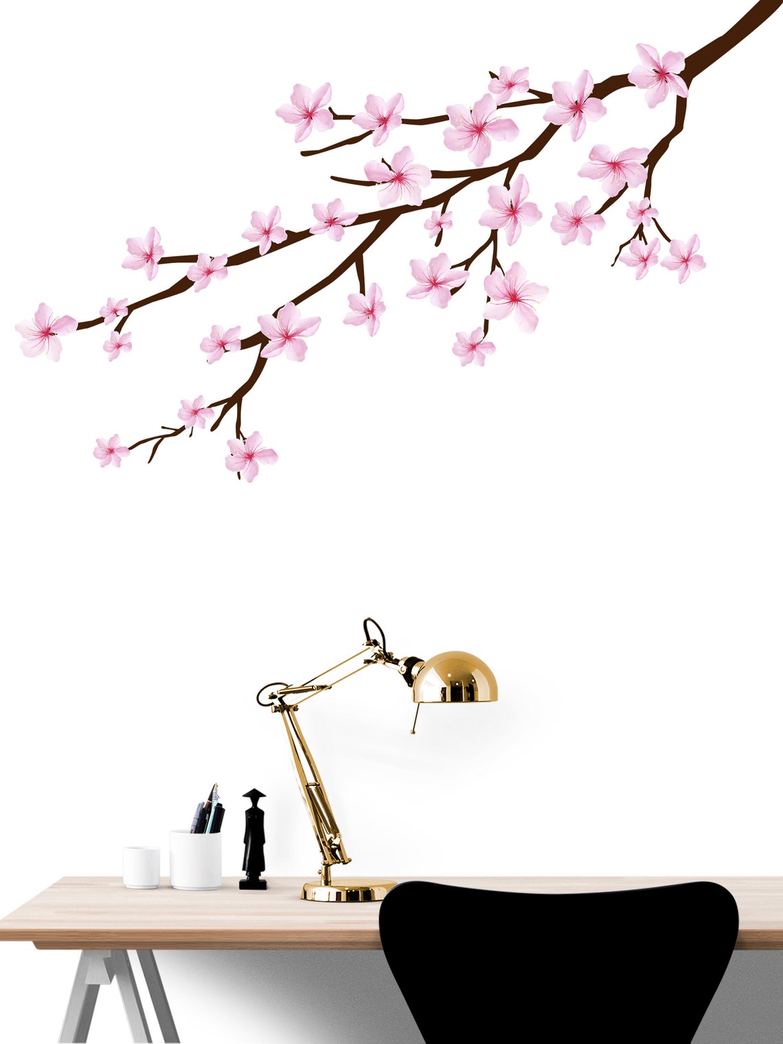 Cherry Blossom Branch Graphic Wall Decal Sticker. Pink Sakura Etsy