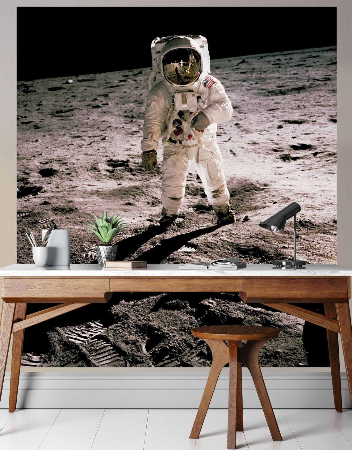 Astronaut on the Moon Wall Mural. Space Theme Decor. 6317 | Etsy