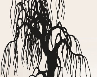 Vinyl Wall Decal Sticker Weeping Willow Tree 153A 65in Tall X 51in Wide