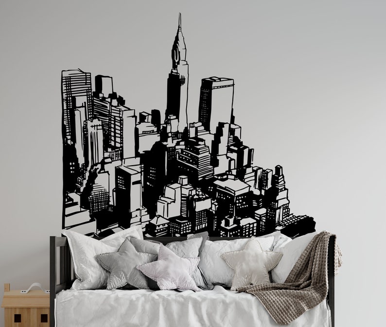 Cityscape Buildings Vinyl Wall Decal Sticker. Office / Bedroom - Etsy