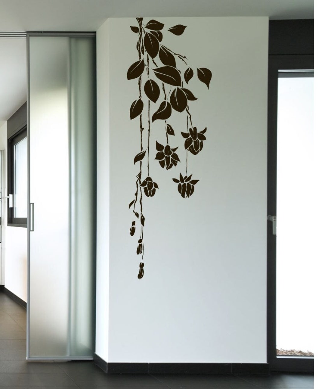 Hanging Flower Vine Wall Decal Bedroom Wall Decor Bathroom Sticker Tree ...