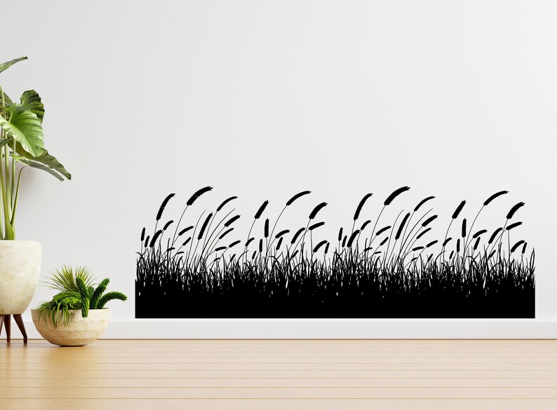 Grass Wall Decal Nature Decor Living room Wall Decor Bedroom Decoration Bathroom Wall Decor Kitchen Border Grass Wall Sticker Decor. 333 image 6