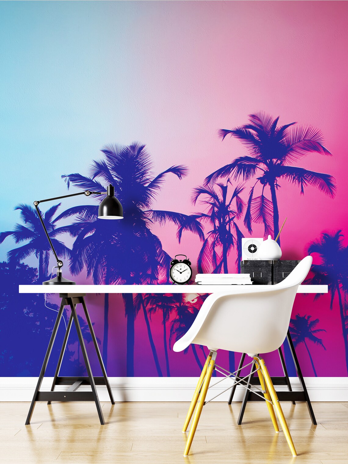 Miami Tropical Palm Tree Vice Color Wall Mural. Bright Miami Etsy