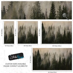 Misty Pine Tree Forest Landscape Wallpaper. Peel and Stick Wall Mural ...