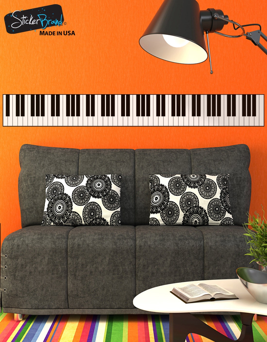 Piano Keys Vinyl Wall Decal - 44" X 8" Black Music Decal For Indoor & Outdoor Decor | Removable Sticker - View #5